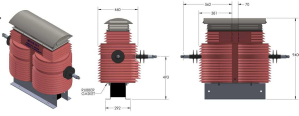 Dimensional drawing of the MVROT equipment in three views