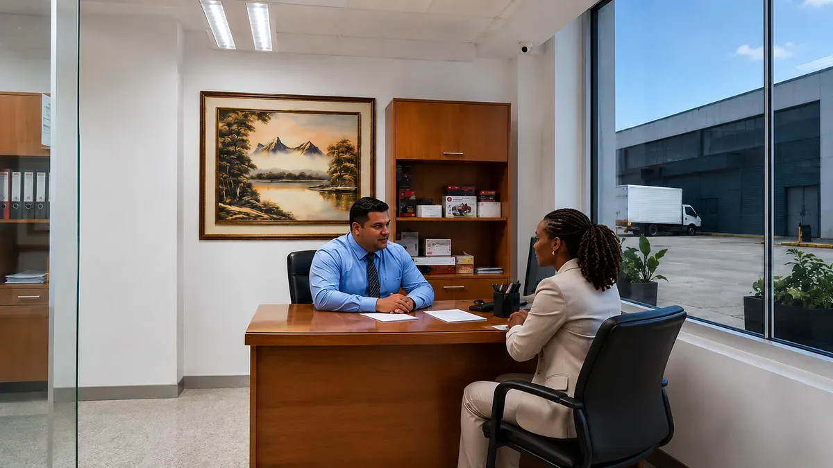 Área de espera y recepción de Kaplan Industry en Venezuela